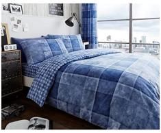 GC GAVENO CAVAILIA Juego de Funda de edredÃ³n a Cuadros, cÃ¡lido y Acogedor Juego de Ropa de Cama a Cuadros tamaÃ±o King con Fundas de Almohada, Color Azul (230 x 220cm)