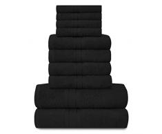 GC GAVENO CAVAILIA Juego de 10 Toallas Toronto, 450Â gsm, lujosas, absorbentes, supersuaves y acogedoras, Color Negro