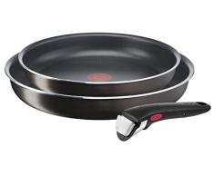 Tefal Ingenio Easy Plus - Juego de 2 sartenes de 22/26 cm + mango extraÃble, apilable, revestimiento antiadherente, todos los fuegos excepto inducción, fabricado en Francia L1509302
