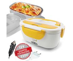 SPICE - Fiambrera elÃ©ctrica Plus Amarillo de Acero Inoxidable con Bandeja extraÃ­ble de 1,5 litros y Tapa con Cierre, Compatible con 220Â VÂ yÂ 12Â V, 40 W