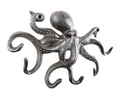 Hampton Nautical RÃºstico Oscuro Azul y Blanco Hierro Fundido Pulpo Gancho 11Â InchÂ âÂ Gancho de Pared GanchoÂ âÂ Sealife Metal Decorativo, Metal, Hierro Fundido