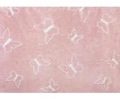 Aratextil Mariposa Alfombra Infantil, Algodón, Rosa, 120x160 cm