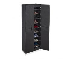 Relaxdays Armario de zapatos, 30 pares de zapatos, puerta magnética, sistema de enchufes, armario de tela HBT: 168 x 61 x 31,5 cm, antracita