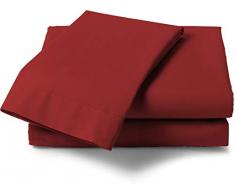 Heckett Lane - Sábana Bajera (100% algodón, 160 x 260 cm), Color Rojo