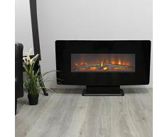 Classic Fire Calgary - Chimenea eléctrica (1400 W, con Fuego simulado y Mando a Distancia, Efecto de Fuego, Chimenea de Pared, Chimenea eléctrica, Metal, Cristal), Color Negro