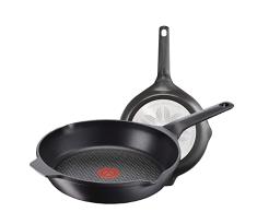 Tefal Aroma - Juego de 2 sartenes: de 22 y 24 cm de aluminio fundido y titanio, sartenes antiadherentes, tecnologÃa Thermospot, cocción uniforme, sin PFOA, color negro, Juego 2 sartenes 22/24 cm