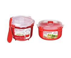 Sistema Olla de Vapor para Arroz, Color Rojo + 1113 - Hermético Microwave