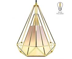 Homesbrand - Lámpara de techo colgante de metal con forma de candelabro industrial, estilo retro, para cesta de hierro dorado, dorado, dorado