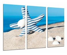 Cuadro FotogrÃ¡fico Paisaje Playa Mar Cielo, Estrella Azul y Cochas en ArenaÂ TamaÃ±o total: 97 x 62 cm XXL
