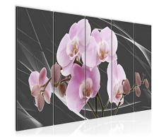 202955b - Cuadro de pared (200 x 80 cm, lienzo de fieltro, tamaÃ±o XXL, 5 piezas, fabricado en Alemania, listo para colgar), diseÃ±o de orquÃ­dea