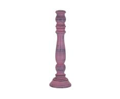 greemotion Candelabro para Vela, Candelero Alto en Estilo Vintage, Portavelas de Madera, Ã Aprox. 10 cm, Altura Aprox. 35 cm, Rosa Shabby Chic