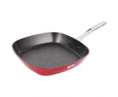 Quttin Sarten Asadora Antiadherente Aluminio con Revestimiento Resistente. Cacerola de Aluminio Forjado con Tapa de Cristal. Aptas para todo tipo de Cocinas. Modelo Majestic Granate 28 cm de Diametro