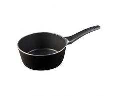 MasterChef Cazo Leche, Olla Induccion con Mango, Antiadherente, con Tapa, por Leche, Sopa y Todo Tipo de Cocinas, Aluminio, Revestimiento Antirayaduras, Apta para Lavavajillas, 16cm, Negro