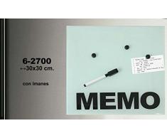 DONREGALOWEB Pizarra meno de Cristal Cuadrada con imanes y Decorada en Color Blanco y bolÃ­grafo.