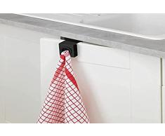 Wenko Gancho Push, gancho de cocina con funciÃ³n push & pull para colgar en cajones y puertas de armarios, fabricado con acero inoxidable lacado, 5 x 6 x 4 cm, negro mate