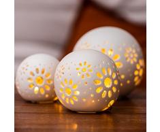 Gadgy Juego de 3 Bola Cerámica 8, 10, 12 cm. | Centros Decorativos de Mesa | Luces Decocrativas Habitacion | Lamparas sin Cables | Luces a Led Pilas | Fairy Lights | Globos Navidad
