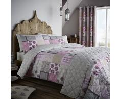 Catherine Lansfield Ethnic Floral Patchwork Juego Funda Nórdica, 100% algodón, rosa, Alla Francese, 250 x 200 x 1 cm