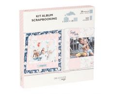 DRAEGER PARIS 1886 Kit de Ã¡lbum de recortes - Ãlbum de fotos 24x22cm con bolsillos, papeles y pegatinas - con caja de regalo, Rosa y Azul, KT93