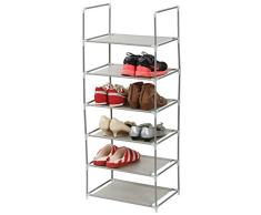 axentia Armario de Almacenamiento Zapatero con 6Â estantes, Metal, Gris, 29Â x 43Â x 94Â cm