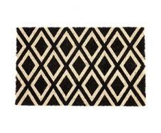 Entryways P2027 - Felpudo de fibra de coco con reverso de PVC antideslizante y rombos, negro/blanco, 40 x 60 x 1.4 cm