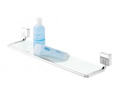 Tiger Impuls Repisa, Estante para Baño y Ducha, 57.3 x 12.8 x 7.4 cm, Metal, Cromo, Cristal de Seguridad