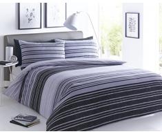 Sleepdown Textured Stripe Black/White Juego de Cama Individual de Sleep Down, Algodón, Gris, Doublé