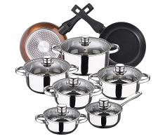 Bateria de cocina 12 piezas SAN IGNACIO Cassel, acero inoxidable, con juego sartenes (20/24 cm) BERGNER Brown Neon en aluminio forjado