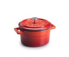 Pentole Agnelli COGHSRP10414R Utensilios de Cocina Slowcook LÃnea de Hierro Fundido Cacerola, 14 cm, 0.8 l, Rojo
