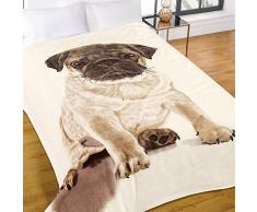 Dreamscene - Caliente Suave visón Piel sintética Perro Carlino sofá Cama Manta, Natural, 150 x 200 cm
