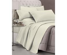 Italian Bed Linen CL-ST-panna-2P Satin Rayas Set de Ropa de Cama, Doble, Crema