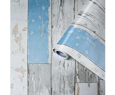 Venilia Lámina adhesiva Perfect Fix® | Madera Azul escuro | 45cm x 2m, Espesor 150μ | Vinilo autoadhesivo para muebles o cocina, decorativas papel pintado pared | PVC sin ftalatos | Fabricado en UE
