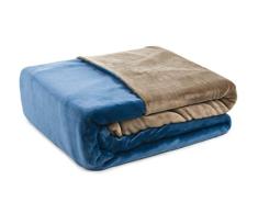 GÃ¶zze - Ropa de cama reversible, Tacto de cachemira, Funda nÃ³rdica: 135 x 200 cm, Funda de almohada: 80 x 80 cm, Microfibra - Azul/MarrÃ³n topo