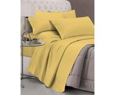 Italian Bed Linen CL-ST-giallo-2P Satin Rayas Set de Ropa de Cama, Doble, Amarillo