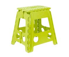 Relaxdays Taburete Plegable, Antideslizante, Resiste hasta 120 kg, Asa Transporte, Banca Infantil 39x38,5x32 cm, Verde, 100% plÃ¡stico