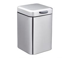 Relaxdays Cubo de basura para baÃ±o (3 L, con cierre suave, 24,5 x 16 x 23 cm), color plateado