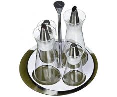 BUGATTI GLNU-021Â F36Â de 02150Â Glamour Bandeja de aceitera, vinagrera, salero y pimentero, 21Â x 21Â x 23Â cm, Color Negro