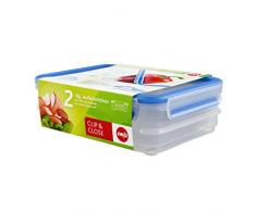 Emsa 513576 - Fiambrera (2 x 0,6 L, hermética, Apta para lavavajillas, microondas, sin BPA)