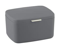 Wenko Caja de baño con tapa Barcelona antracita - Cesta de almacenaje, absolutamente irrompible, Plástico (TPE), Antracita, 19.5 x 11 x 16 cm