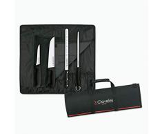 3 Claveles 28009 Set de 3 Cuchillos de JamÃ³n, Chaira, Estuche, Acero Inoxidable, Multicolor
