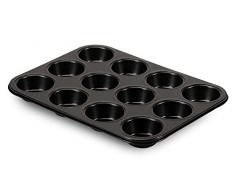 FORMEGOLOSE™, Molde muffins 12 pzas, 27 x 35 cm, con recubrimiento antiadherente de dos capas, color negro