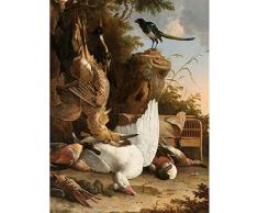 Hondecoeter Contemplative Magpie Birds Painting Art Print Canvas Premium Wall Decor Poster Mural Aves Pintura pared Pï¿½ster