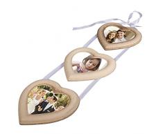 RAYHER HOBBY 62591000, MDF Marco de Fotos con Forma de corazón, 15 x 14,8 x 1,2 cm, 9 x 8,5 cm Imagen, Juego de 3 pcs
