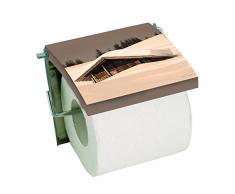 MSV Cottage-Chalet Sepia Portarrollos de Papel higiénico, Acero Inoxidable, Multicolor, 17,5x3x19,5 cm