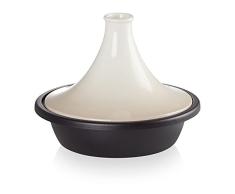 Le Creuset Tajine de hierro fundido, Redondo, diametro 31 cm, Apto para todas las fuentes de calor, incluso inducción y horno, Meringue, 25138317160422