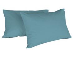 Max Color Pareja de Fundas de Almohada, 100 % AlgodÃ³n, Petroleo, 52 X 82 Cm