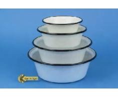 Karl KrÃ¼ger - Cuenco esmaltado, color blanco con borde negro, 32 cm