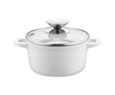 Berndes Vario Click Induction - Olla de cerámica con Tapa de Cristal para inducción (16 cm, 1,25 litros), Color Blanco