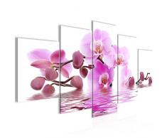 Cuadro Orquídea de flores Decoración de Pared 200 x 100 cm Forro polar - decoración de Pared tamaño XXL Salón Apartamento impresiones Artísticas Blanco 5 Partes - 100% MADE IN GERMANY - listo para colgar 200651a