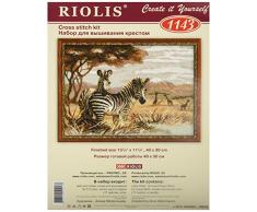 Riolis Kit de Punto de Cruz Stickbild Cebras en la Sabana 1143, contaba Punto de Cruz