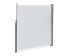 Relaxdays Toldo Lateral, 170x300 cm, Montaje en la Pared, cerramiento Enrollable, balcón, terraza y jardÃn, Blanco, Gris, 50% poliéster 50% Acero